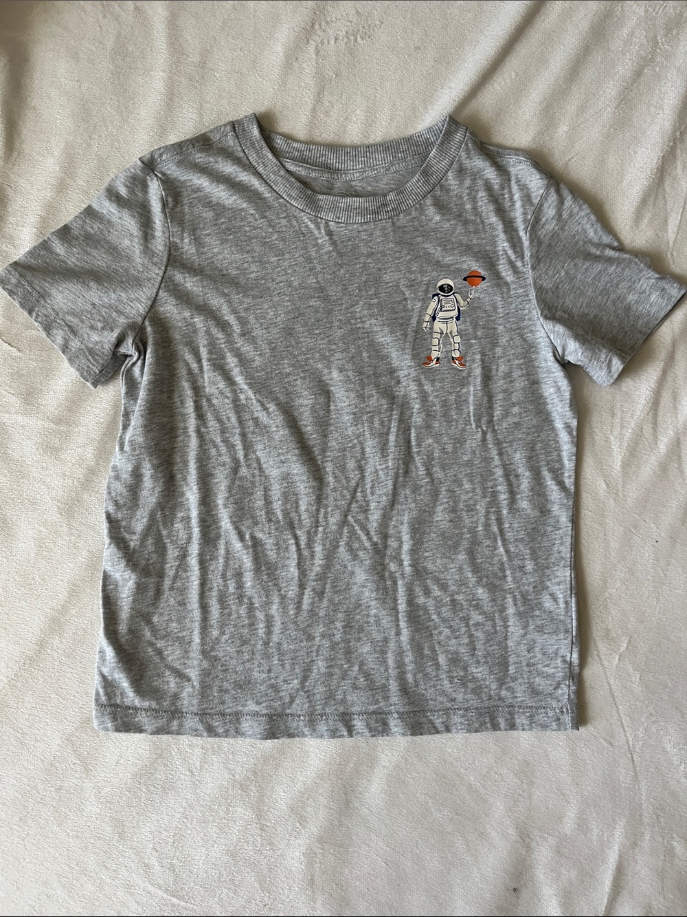 wonder nation Grey Short Sleeve Tee with Astronaut and Orange Accent